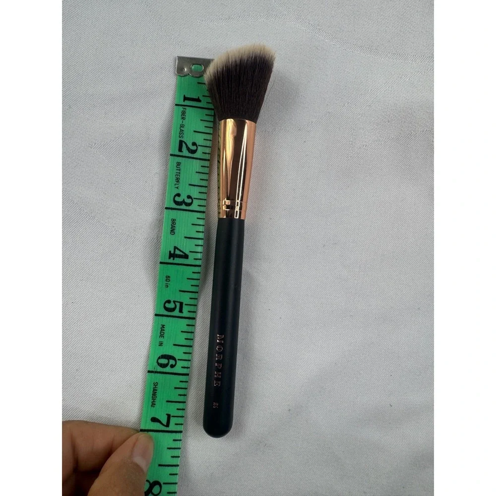 Morphe R4 Pro Angle Blush Brush Rose Gold Collection Black Handle Synthetic 7